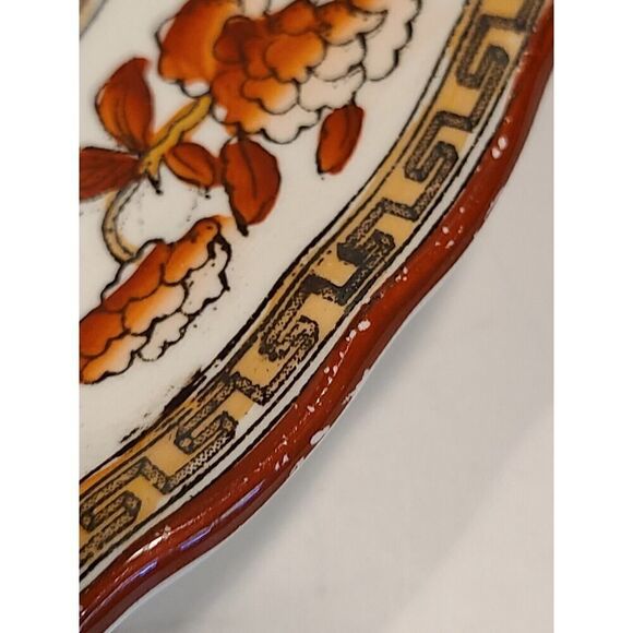 VTG Copeland Spode India Tree Orange Rust 7.½" Scalloped Salad Plate Red Trim - Picture 4 of 10